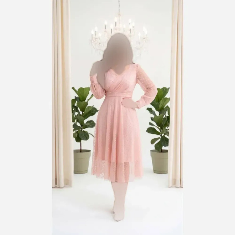 لباس ایسلا فلوک مخمل برجسته قد 120 پشت زیپدار