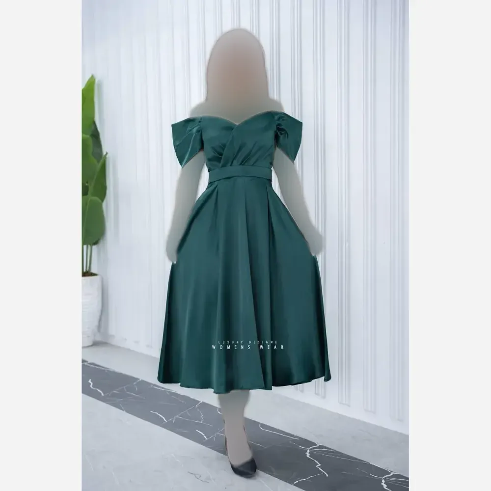 پیراهن مجلسی زنانه ساتن آمریکایی قد 115 بند دکلته زیپدار