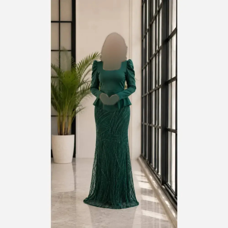 ماکسی مجلسی زنانه کرپ کش و حریر شاین قد 155 رنگ مشکی و سبز