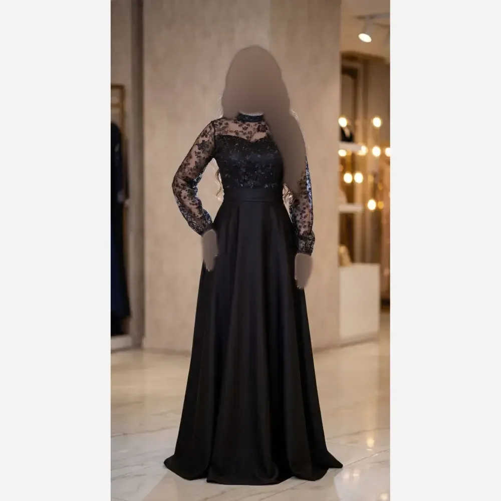 پیراهن مجلسی زنانه حریر شاین و کرپ غواصی کمربنددار مدل مهگل رنگ مشکی و سبز