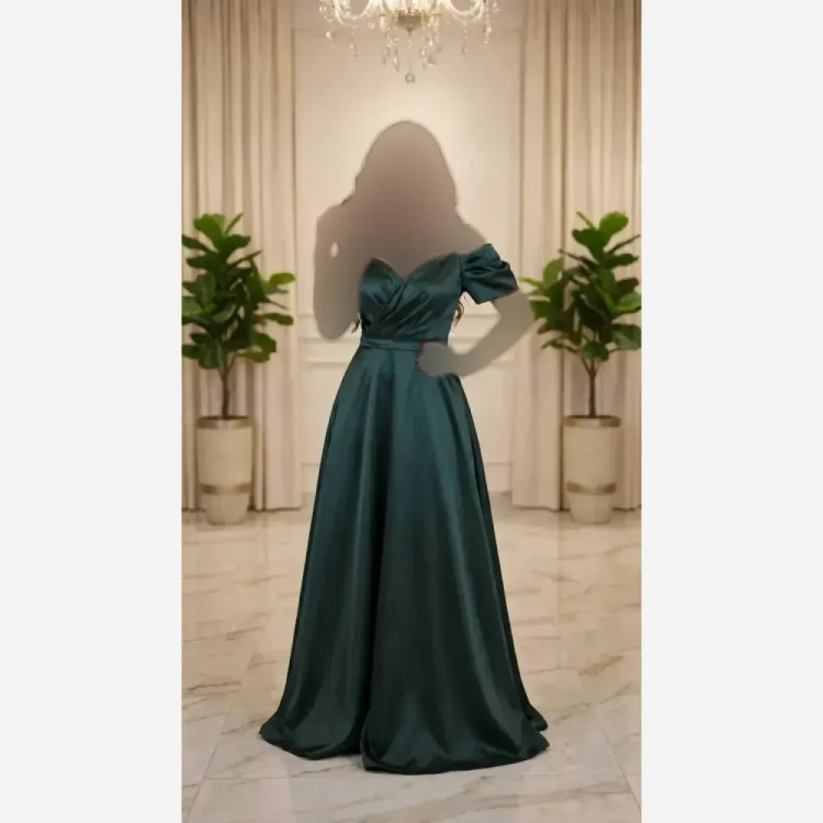 پیراهن زنانه جنس ساتن آمریکایی قد 165 رنگ سبز یاسی آبی مشکی سایز 38 تا 48
