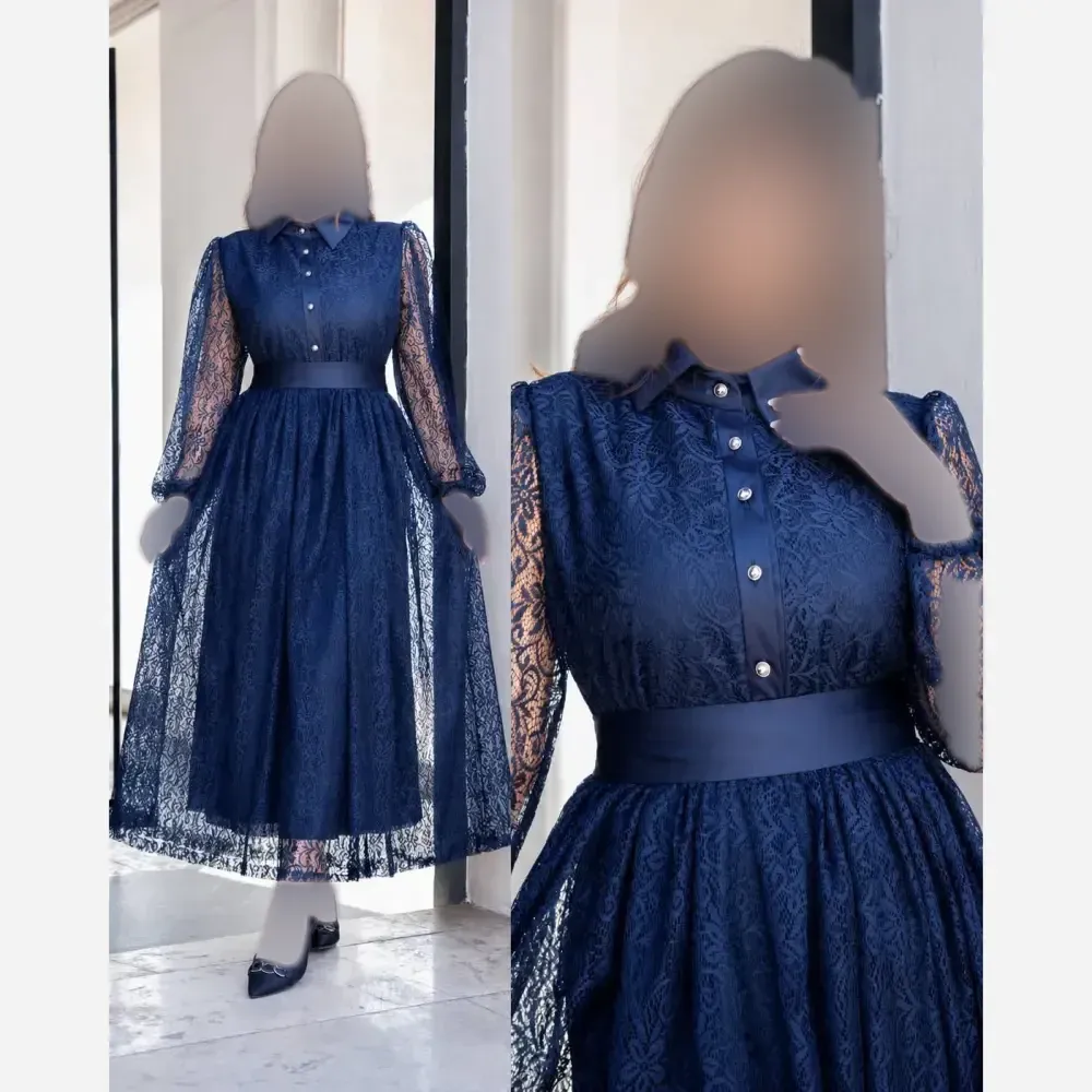 پیراهن بلند زنانه جنس گیپور همراه آستر کمربند دار قد 135 سایز بزرگ