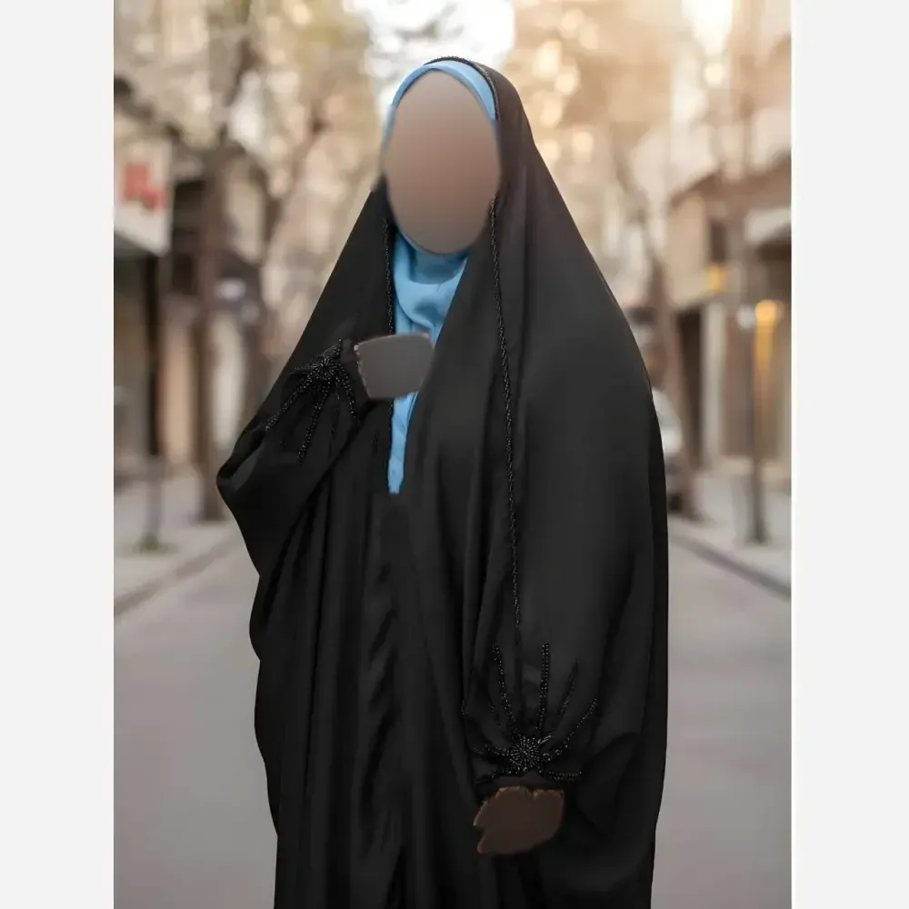 چادر جده آذرخش جنس کن کن ندا مروارید رنگ مشکی سایز 150 تا 170