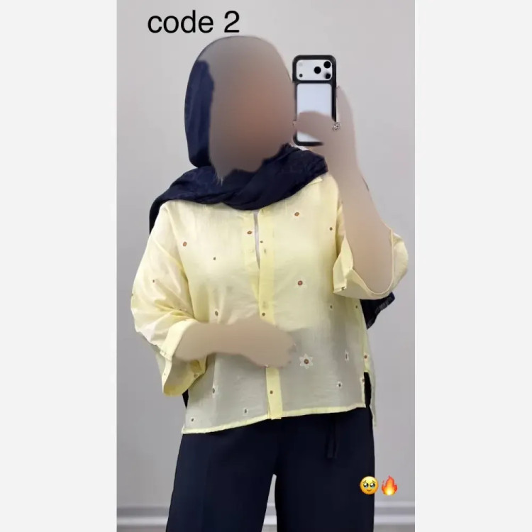 شومیز طرح گل بابونه شیشه ای فری سایز