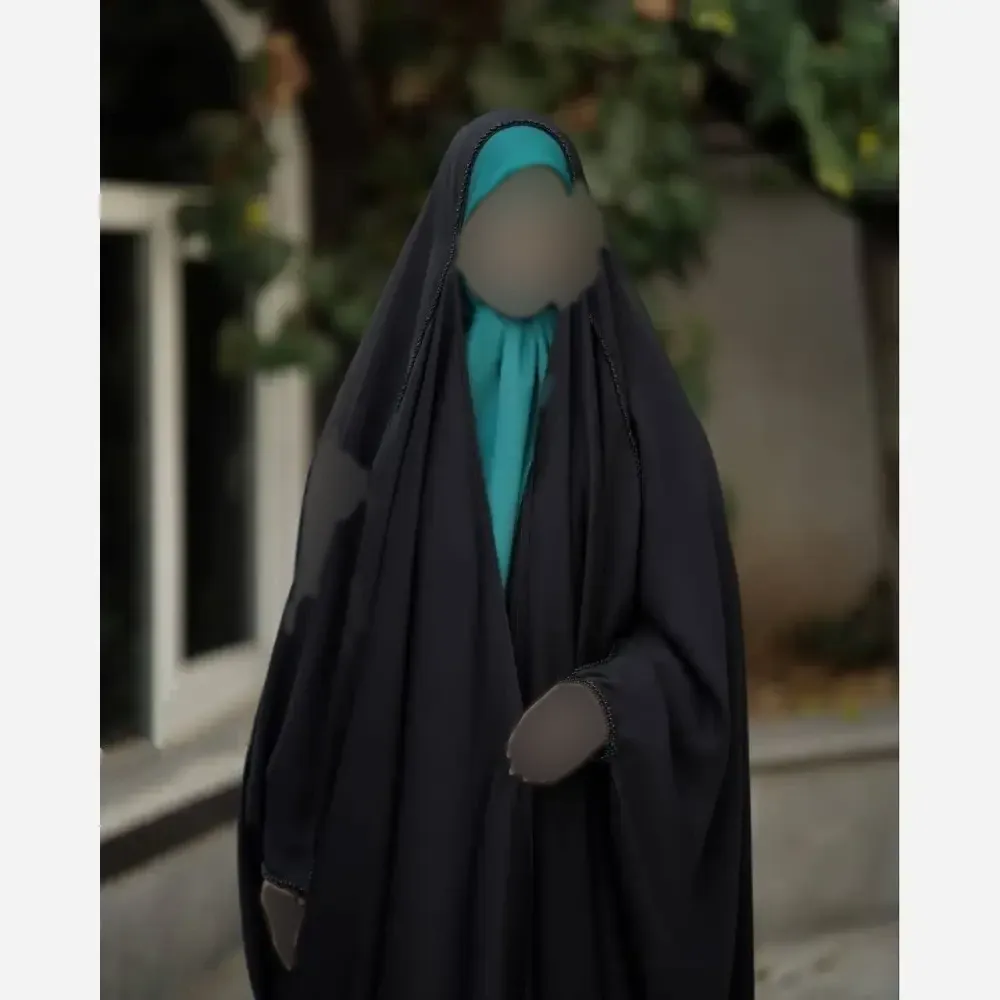 چادر جده مرواریدی مشکی جنس کن کن ندا مروارید سایز بندی متنوع