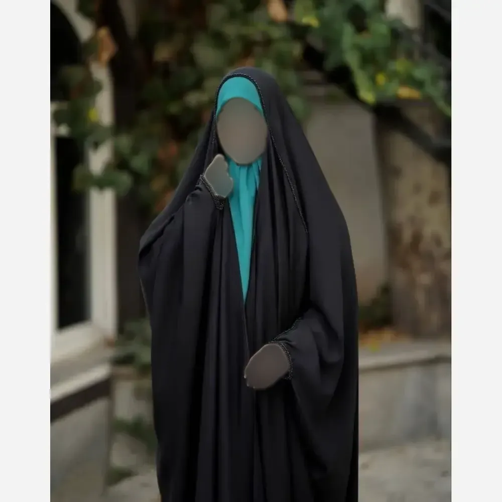 چادر جده مرواریدی مشکی جنس کن کن ندا مروارید سایز بندی متنوع