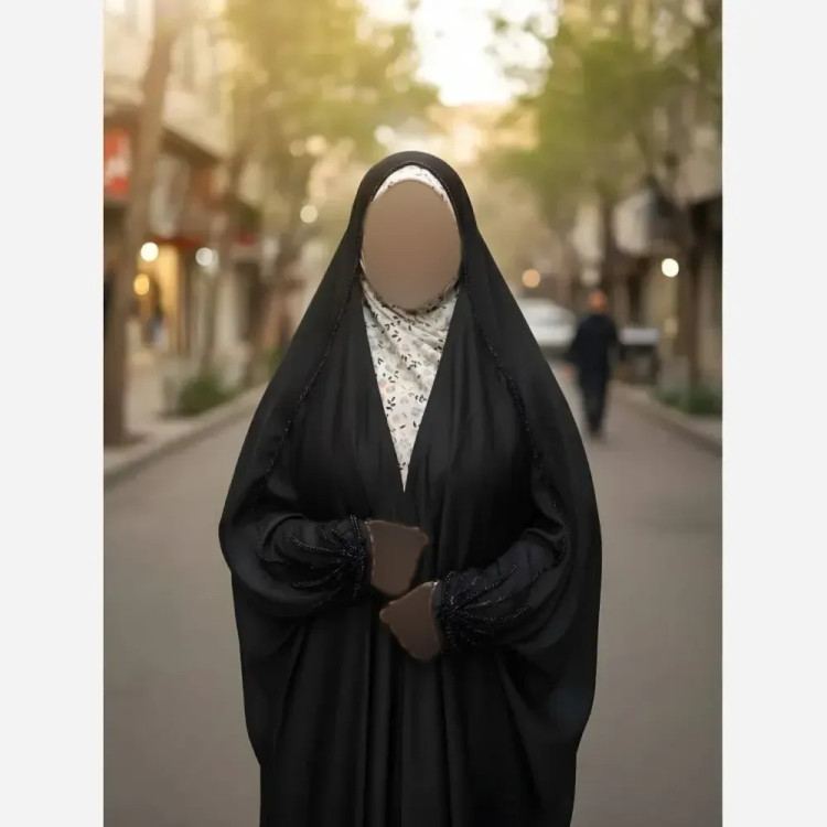 چادر جده آذرخش جنس کن کن ندا مروارید رنگ مشکی سایز 150 تا 170