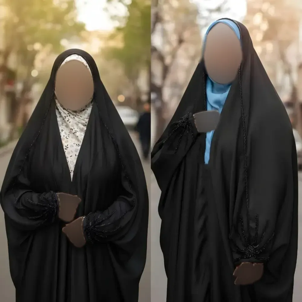 چادر جده آذرخش جنس کن کن ندا مروارید رنگ مشکی سایز 150 تا 170