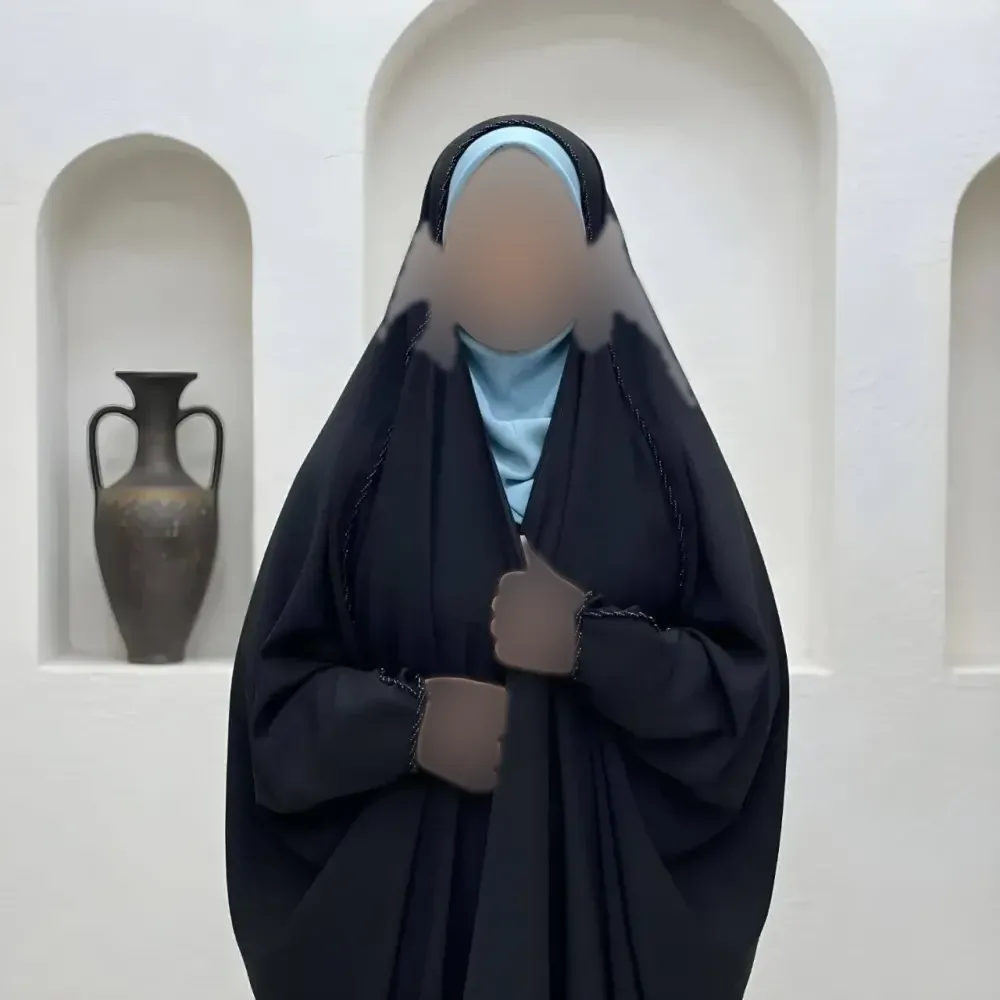 چادر جده منجوق دخترانه کرپ حریرالاسود مشکی