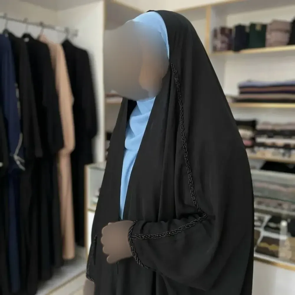 چادر جده منجوق دولاین مشکی جنس کن کن ندا مروارید