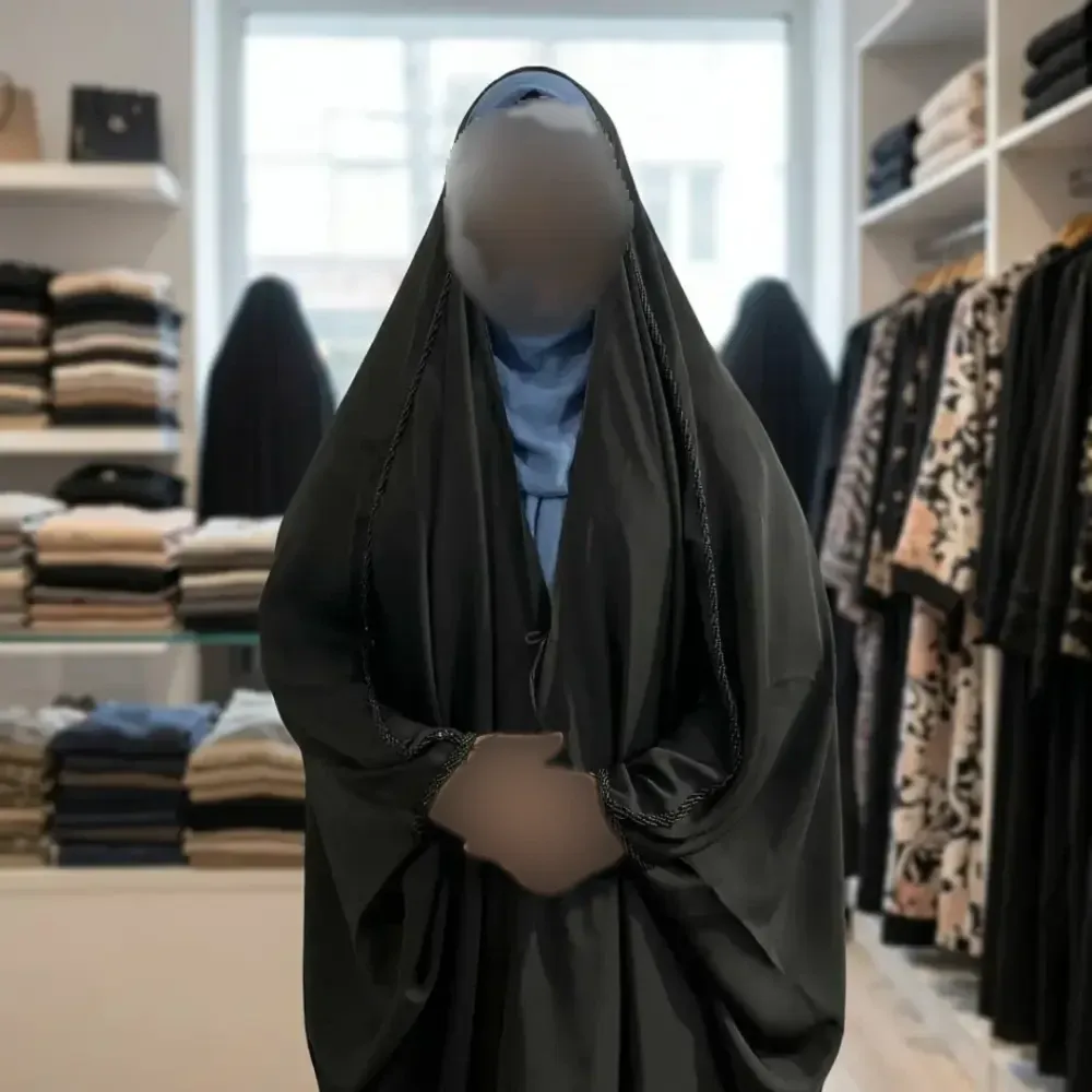 چادر جده منجوق دولاین مشکی جنس کن کن ندا مروارید