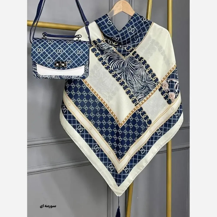 ست کیف و روسری مخمل و چرم صنعتی طرح گوچی پاپیون