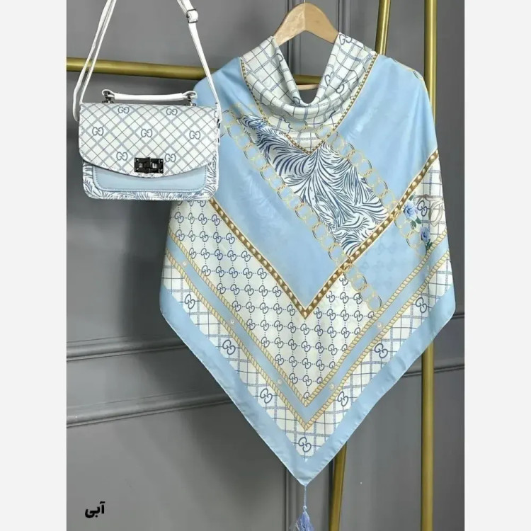 ست کیف و روسری مخمل و چرم صنعتی طرح گوچی پاپیون