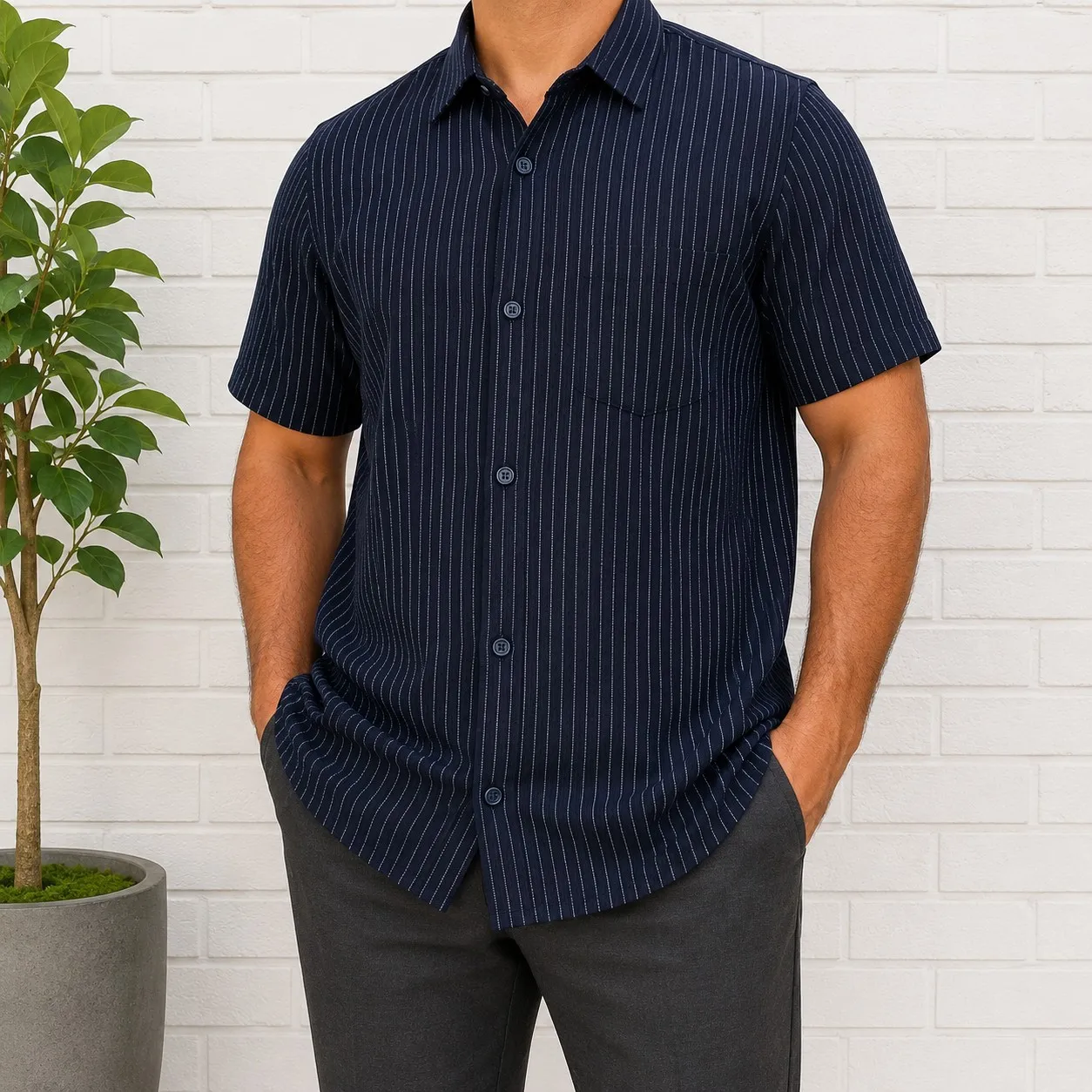 پیراهن مردانه آستین بلند اندامی پارچه شیکاگو رنگ سبز سدری