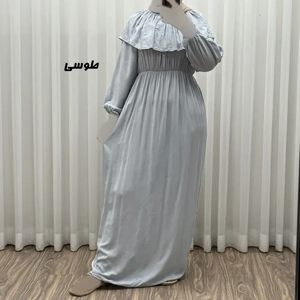 پیراهن ساحلی نخی آستین بلند زنانه و دخترانه فری سایز مدل ملوانی