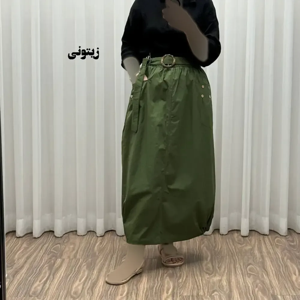دامن کتان زنانه فری سایز شیک و راحت کد 1301 مناسب تا سایز 48 چهارفصل