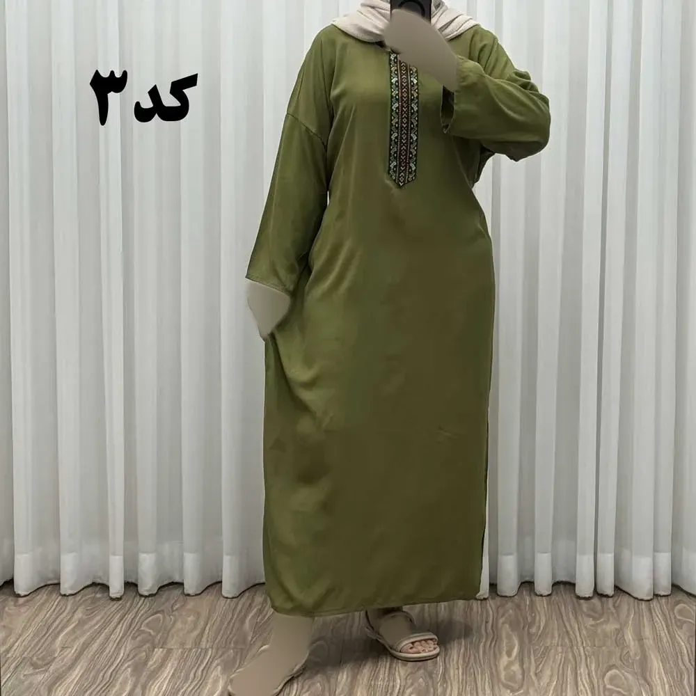 پیراهن کفتان کراش گلدوزی فری سایز زنانه تا سایز 52 شیک و راحت چهارفصل