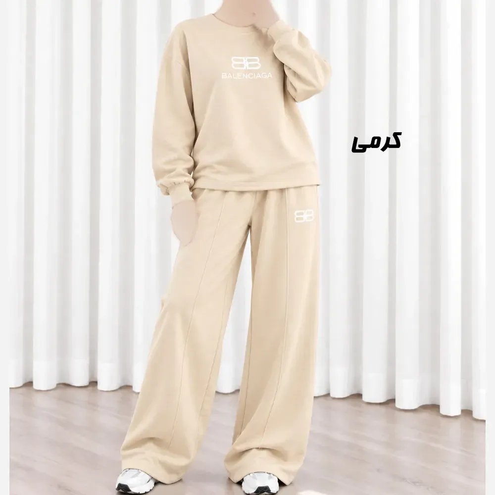 ست بلوز شلوار آستین بلند طرح بالنسیاگا جنس دورس اسپان فری سایز چهارفصل