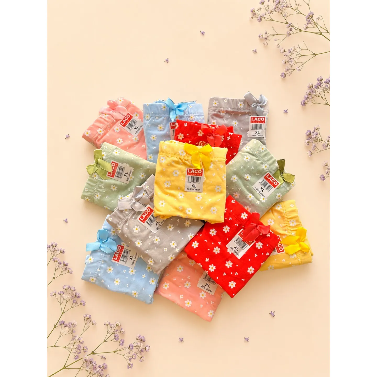 شورت زنانه نخی لکو فاق بلند سایز 3XL رنگی