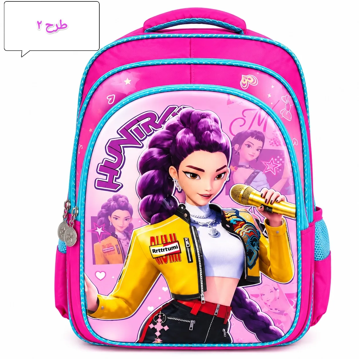 کوله پشتی مدرسه طرح شکارچیان شیاطین کی پاپ K-Pop Demon Hunters فایبر نانو ابعاد 38x28x18 سانتی متر