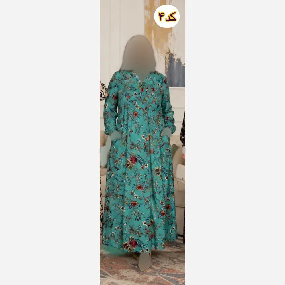 پیراهن ساحلی زنانه نخی یقه دکمه فری سایز مناسب شیردهی جیب دار بند تنظیم