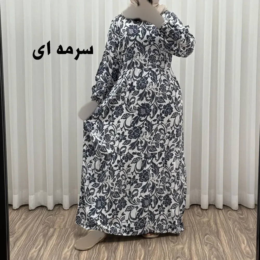 پیراهن فلور بوگاتی مدل ایوبی فری سایز زنانه تا سایز 46 چهارفصل شیک و راحت با کمربند سایه نمیاندازد