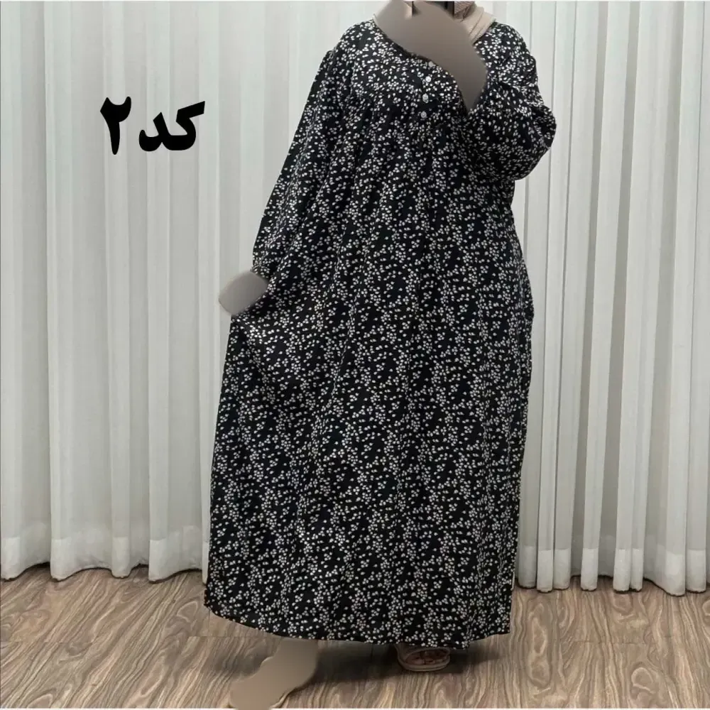 پیراهن سایزبزرگ نخی فری سایز تا 52 هندی کد 1498