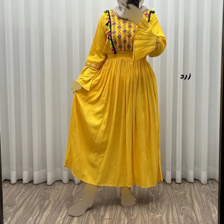 پیراهن نخی گلدوزی زنانه و دخترانه مدل جانان فری سایز مناسب تا 48