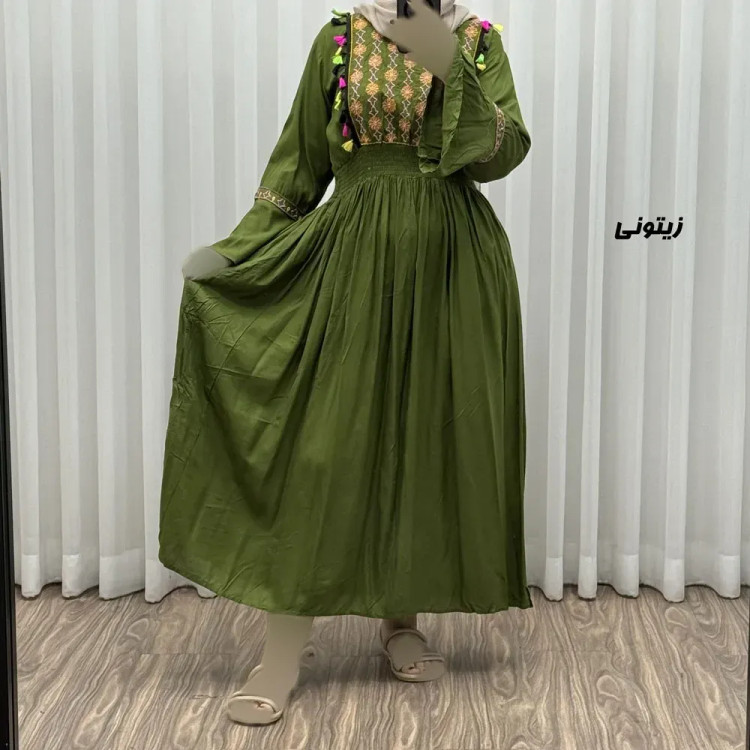 پیراهن نخی گلدوزی زنانه و دخترانه مدل جانان فری سایز مناسب تا 48