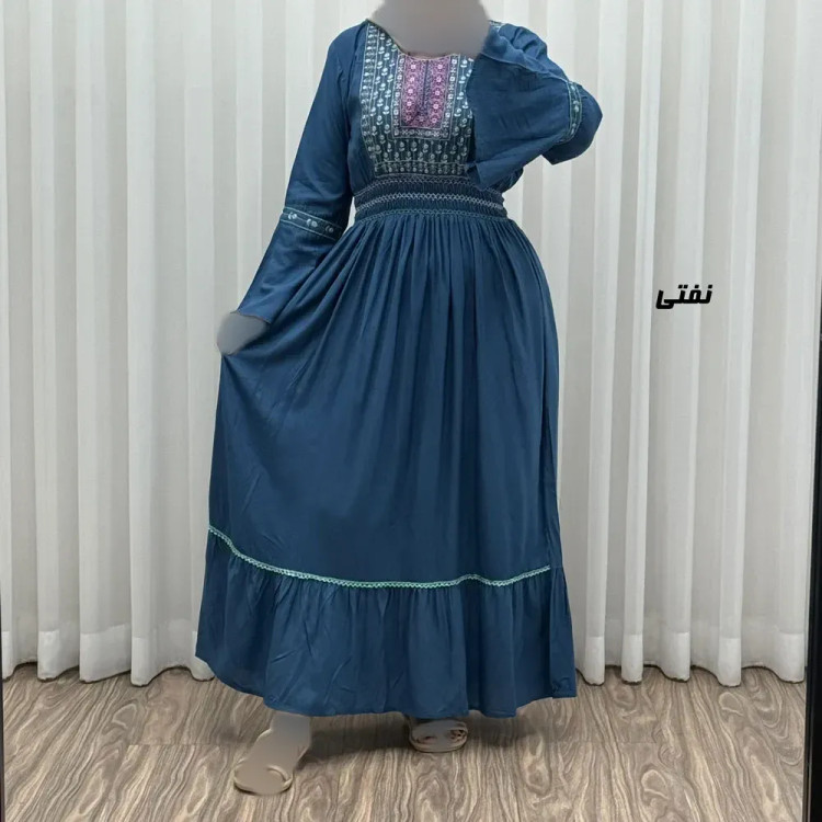 پیراهن نخی گلدوزی زنانه و دخترانه فری سایز مدل نازی کد 1778