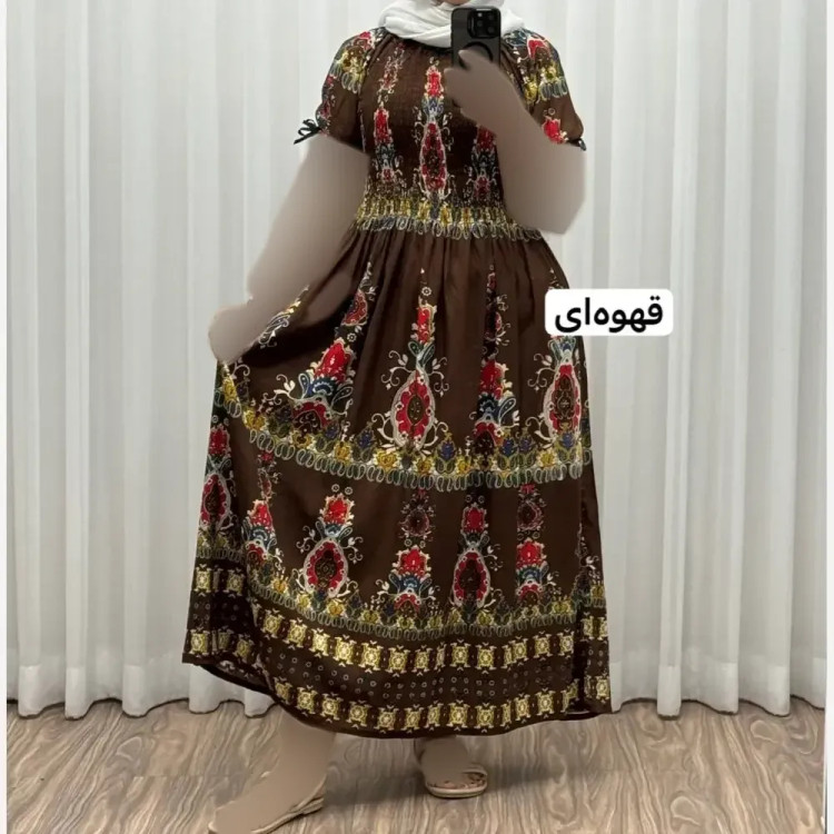 پیراهن کریشه آستین کوتاه زنانه فری سایز تا 52 کمربنددار چهارفصل تنخور شیک و راحت کد 1181