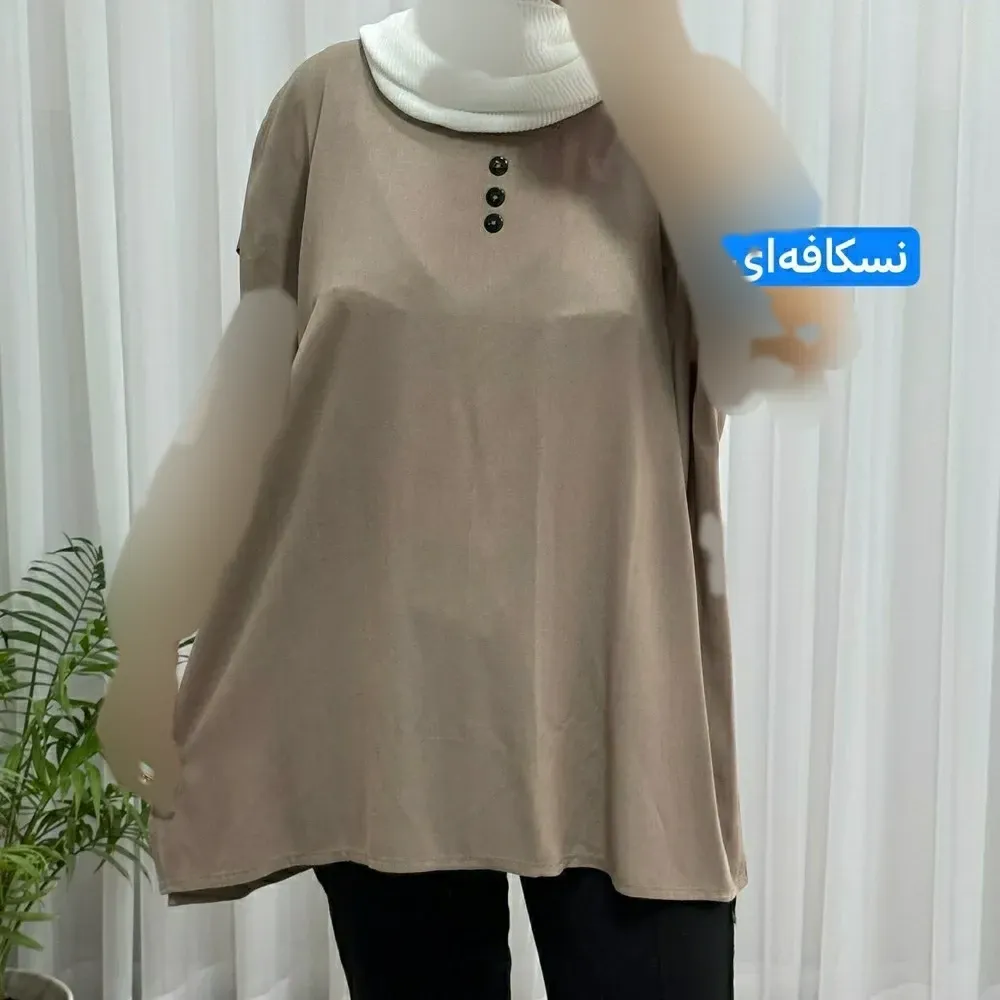 تاپ زنانه نخی ساده سایز بزرگ فری سایز مناسب تا سایز 54