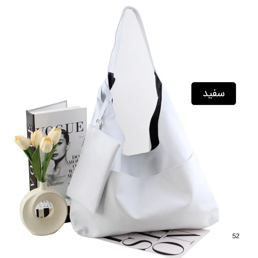 کیف زنانه چرم مصنوعی روزمره و دانشگاهی سه جیب بیرونی