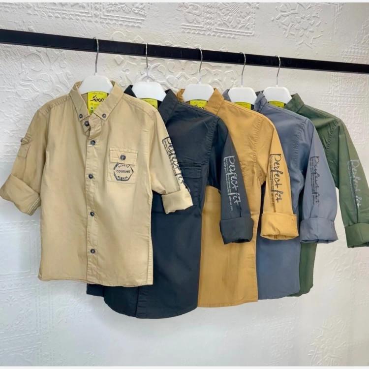 پیراهن اسپرت پسرانه و دخترانه کتان ترک رنگ خاکستری تیره