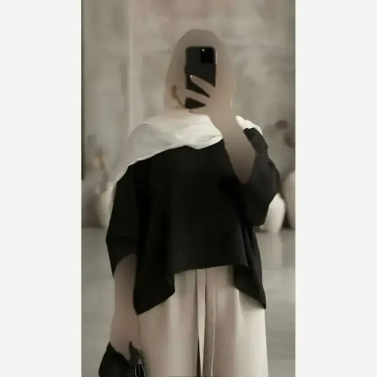 ست پانچ و شلوار زنانه جنس مازراتی سایز فری تا 48