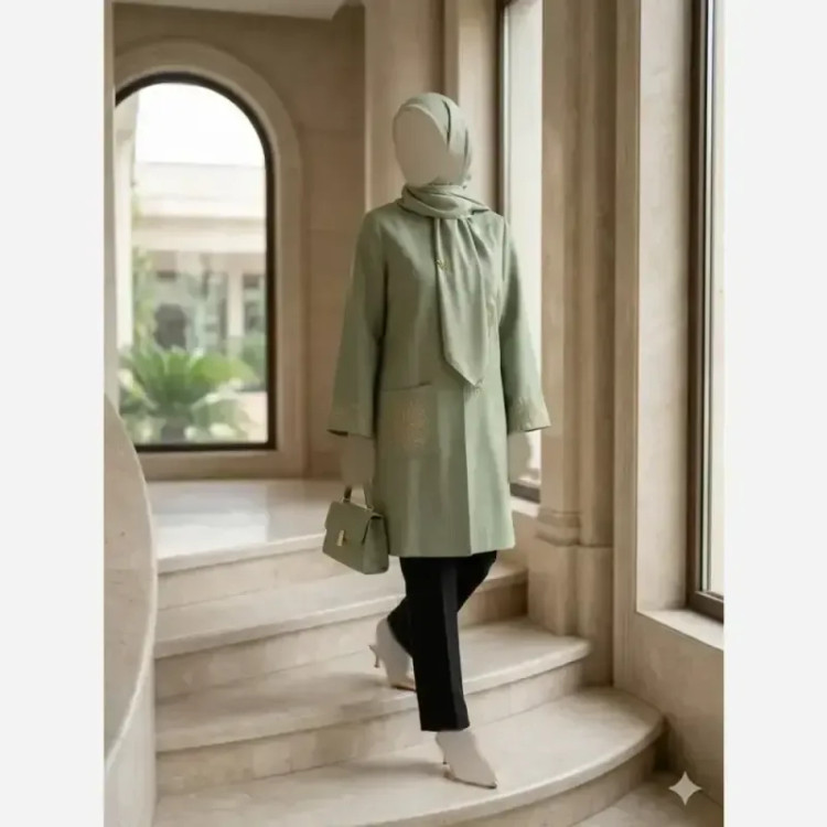 مانتو گلدوزی شده مدل خورشید جنس شانتون اسلپ درجه یک