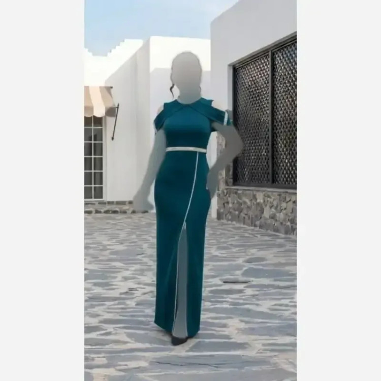 پیراهن مجلسی زنانه جنس شاین قد 150 با تور ژپون داخلی سایز بزرگ و رنگبندی