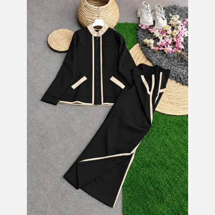 ست سویشرت و شلوار زنانه جنس سوپر مازراتی گرم بالا رنگ بندی مشکی قهوه ای سرمه ای فری سایز 38 تا 46