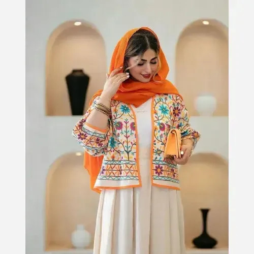 ست کت و دامن لینن فری سایز تا 48 تکرنگ