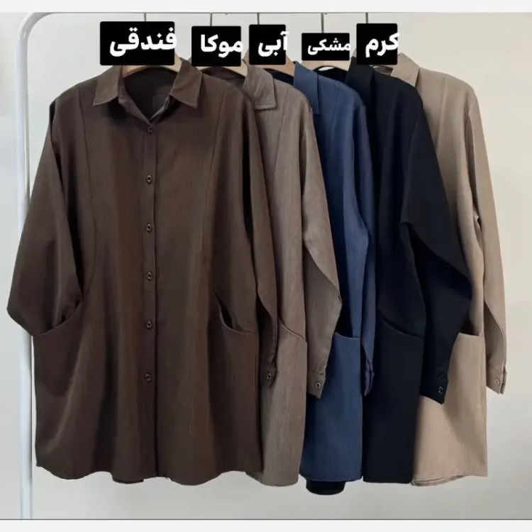 مانتو دوجیب کرپ کارتیر فری سایز 44 تا 52 قد 90