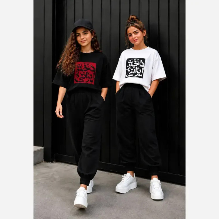 تیشرت دخترانه پنبه یک رو طرح دختر ایرانی سایز 55 تا 75