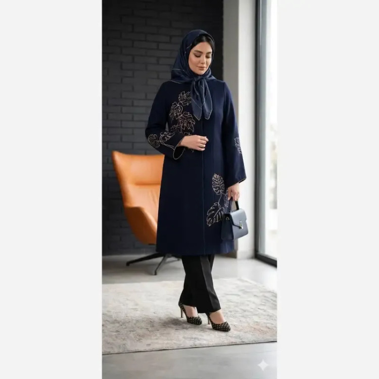 مانتو زنانه شانتون گلدوزی شده مدل نیاز قد 105 سانت