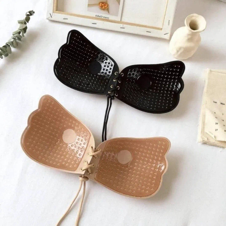 سوتین چسبی پروانه ای زنانه رنگ کرمی مناسب لباس مجلسی سایز 65 تا 95