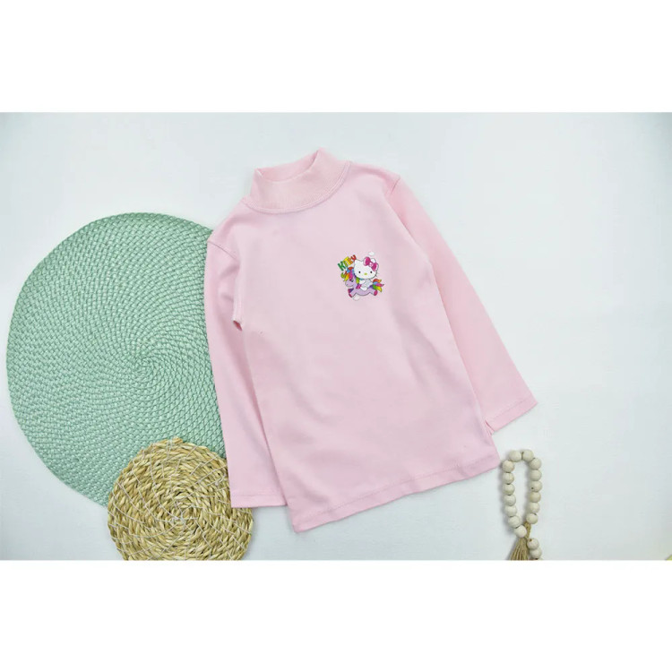 بلوز یقه سه سانت دخترانه پنبه و اسپان طرح کیتی مناسب پاییز و زمستان سایز 40